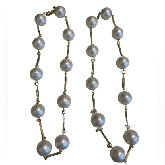 Vintage Chunky Faux Pearl Necklace Set - Picture 1 of 7